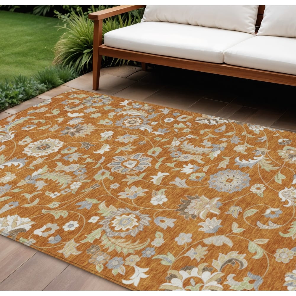 HomeRoots Floral Transitional Rectangle Outdoor Rug