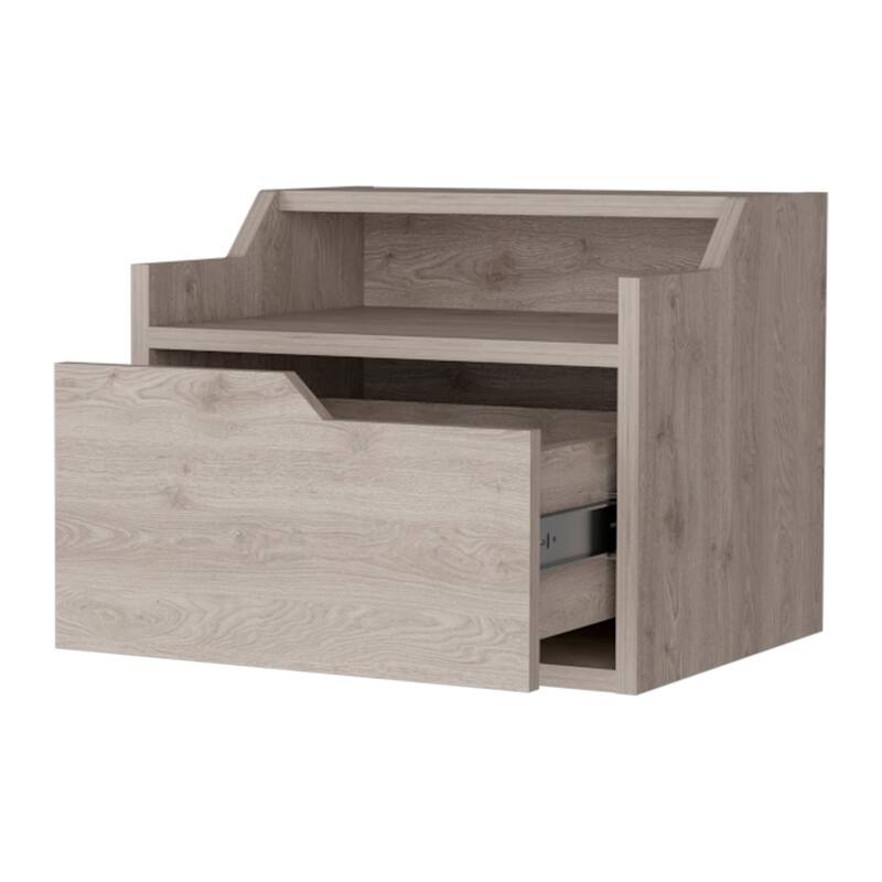 Wooden Double Shelf Hanging Bedroom Nightstand