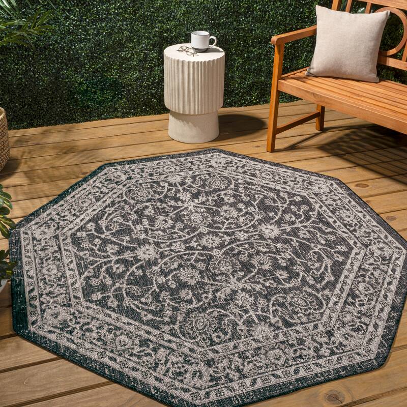 JONATHAN Y Palazzo Vine and Border Textured Weave Indoor/Outdoor Area Rug