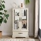 preview thumbnail 8 of 33, Lighted Curio Cabinet with Tempered Glass Doors and Adjustable Shelf Antique White