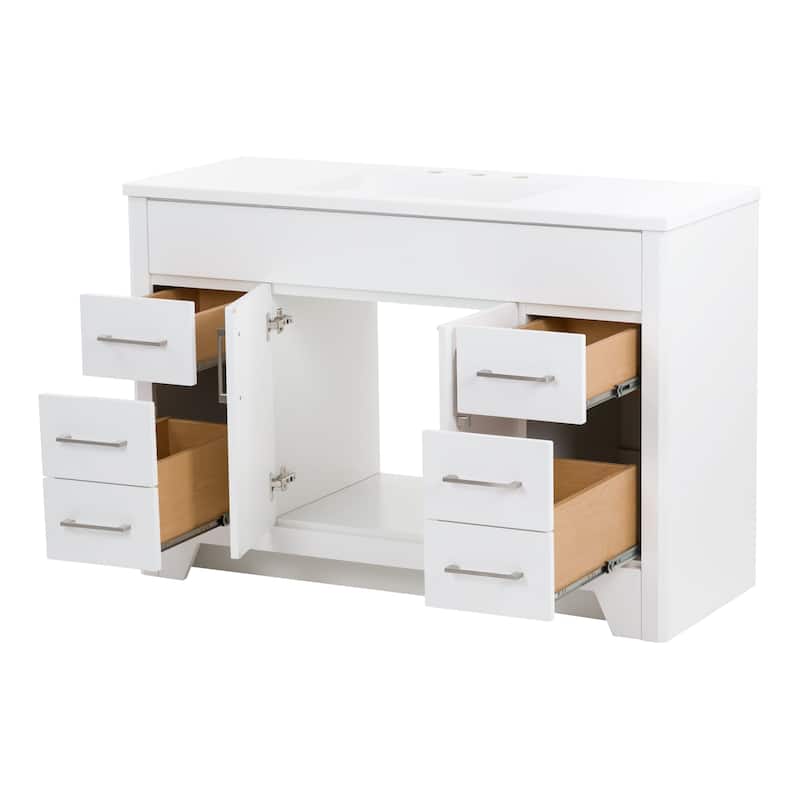 Spring Mill Cabinets Salil 48.5" Bathroom Vanity With Cabinet, 4 Drawers, and White Sink Top