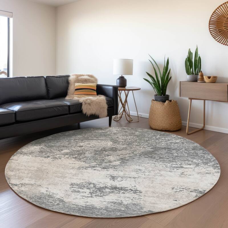 Premium Washable Super Soft Abstract Solid Mayfield Rug - Gray - 8' x 8'