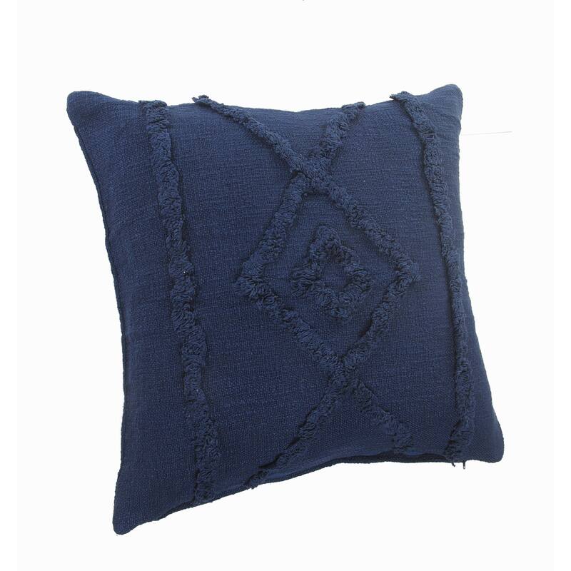 Sevita Solid Decorative Diamond and Bordered Cotton Throw Pillow