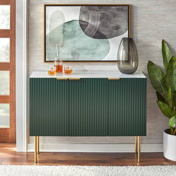 slide 4 of 29, Lifestorey Valen Channel Front Sideboard Dark Green