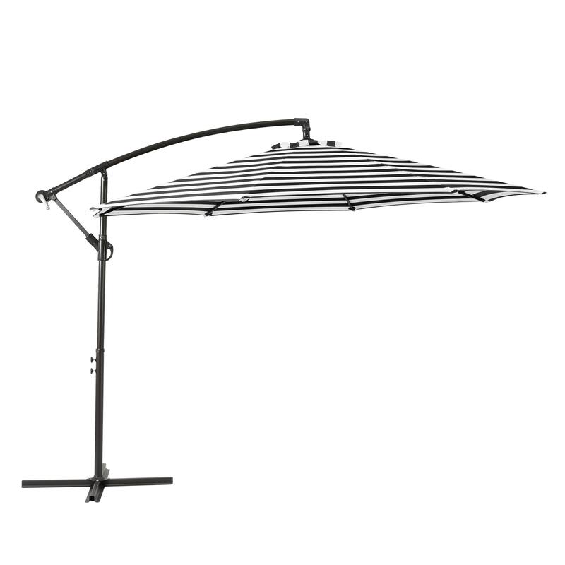 Weller 10-foot Offset Cantilever Hanging Patio Umbrella - Black Striped