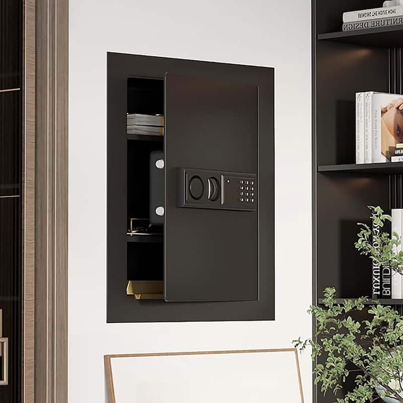 Digital Flat Recessed Wall Safe Home Security Gun Cash Box Locking