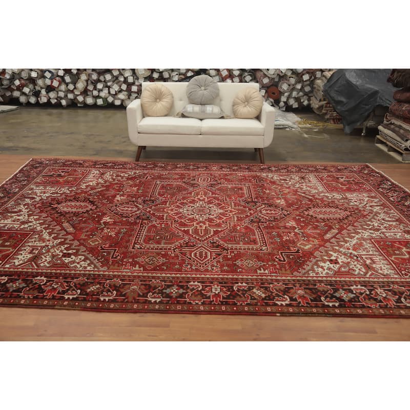 Hand Knotted Oriental 100% Wool Carpet Traditional Medallion Red Heriz Area Rug - 12' 5'' X 9' 11''