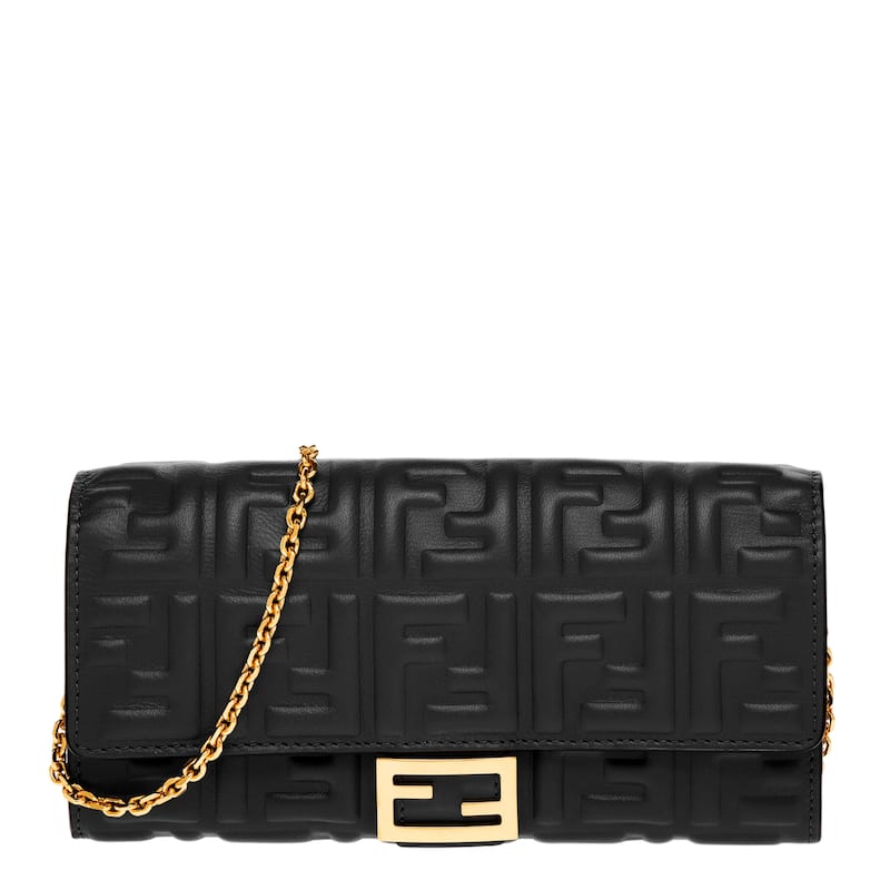 Fendi Baguette Continental Chain Wallet - Black