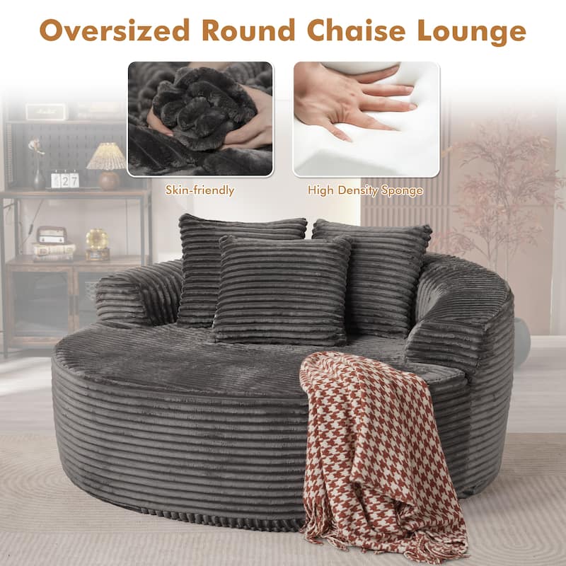 XIZZI Modern Round Plush Lounge Sofa with Cushions