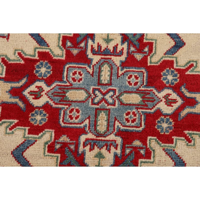 Kazak Oriental Area Rug Hand-Knotted Geometric Bedroom Wool Carpet - 4'10" x 7'1"