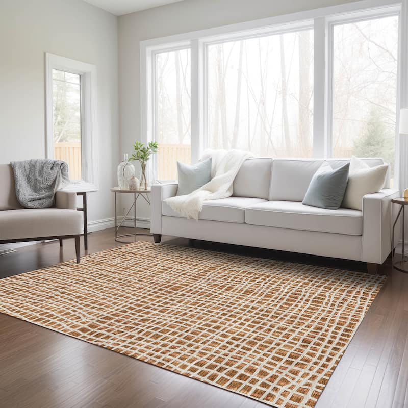 Machine Washable Indoor/ Outdoor Chantille Abstract Modern Rug