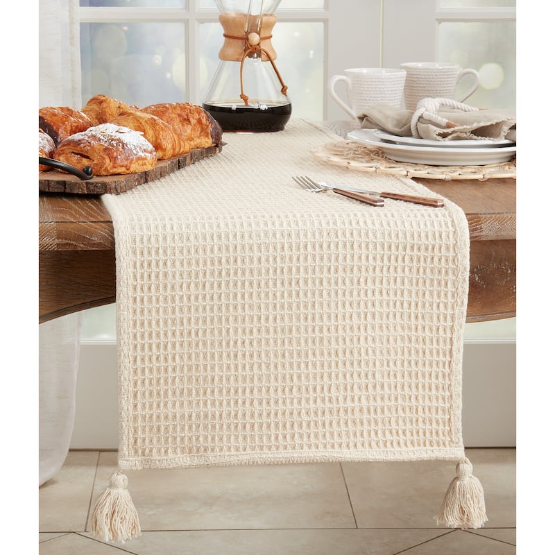 Table Runner With Waffle Weave Design - 16"x72"