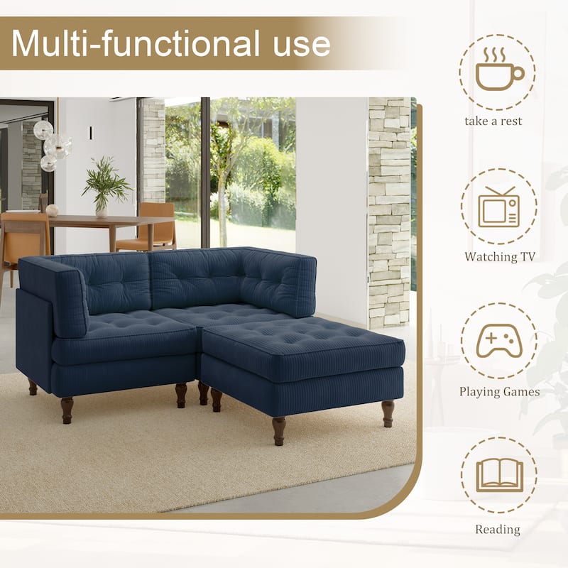 Oversized Sofa Corduroy Tufted Modular Sectional Set