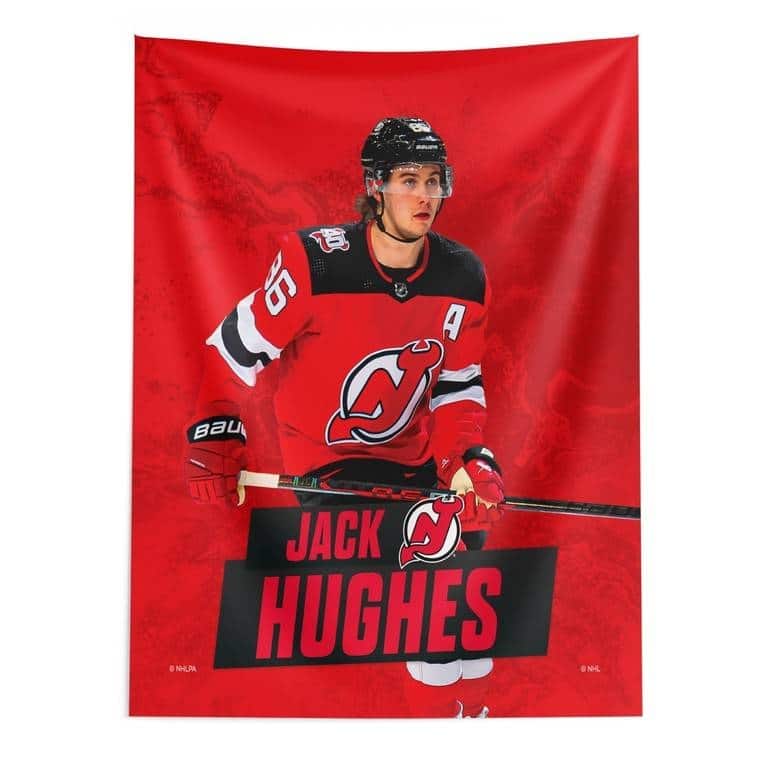 NHL Player Printed Wall Hanging - 50" x 60" - Jack Hughes New Jersey Devils