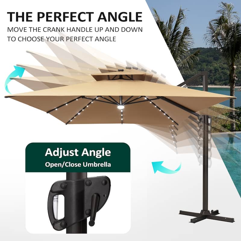 Pellebant 10 X 10 Ft Outdoor Square Patio Offset Umbrella, Base Not Included