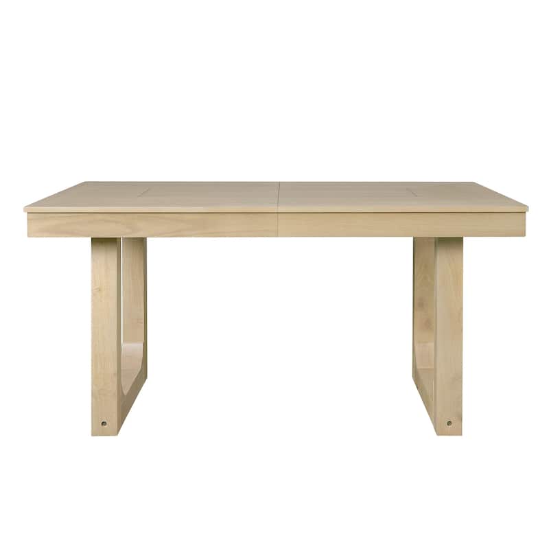 Extendable Farmhouse Dining Set for 6, 78" Rustic Wood Table with 18" Leaf and 6 Upholstered Chairs for Dining Room