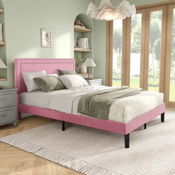 VECELO Upholstered Bed Frames with Height Adjustable VECELO Upholstered Bed Frames with Height Adjustable