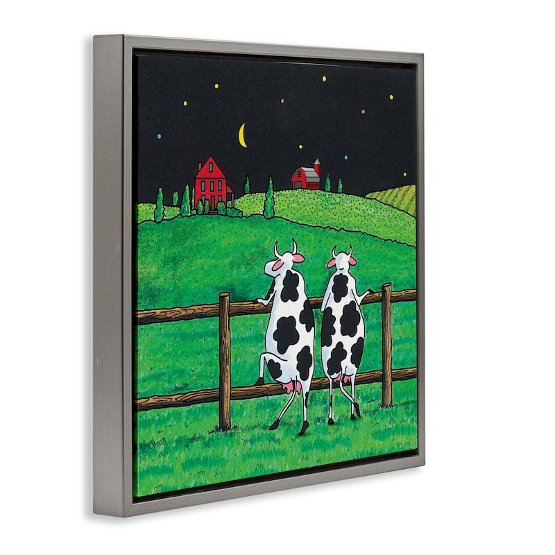 Stupell Girls Night Out Cows Framed Floater Canvas Wall Art Design By Roger Straub