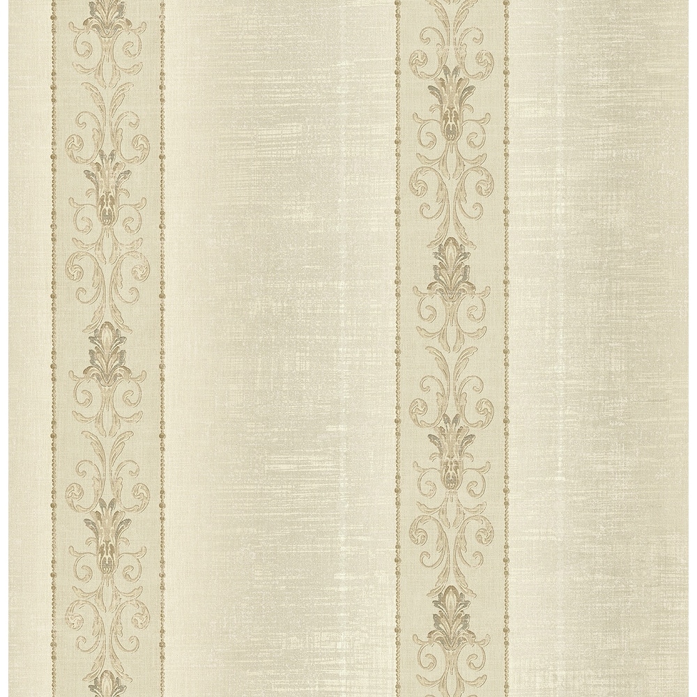 Seabrook Designs Virna Scrolls & Stripes Unpasted Wallpaper