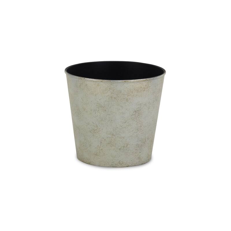 HomeRoots 7" Silver Recycled Plastic Indoor Outdoor Round Nursery Pot