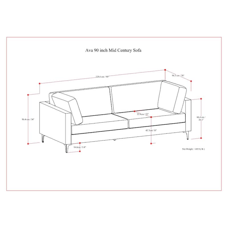 WyndenHall Lana 90-inch Sofa in Tightly Woven Performance Fabric