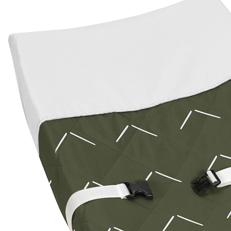 Hunter Green Boho Arrow Boy or Girl Changing Pad Cover White Bohemian Woodland Tribal Southwest Chevron Geometric Herringbone