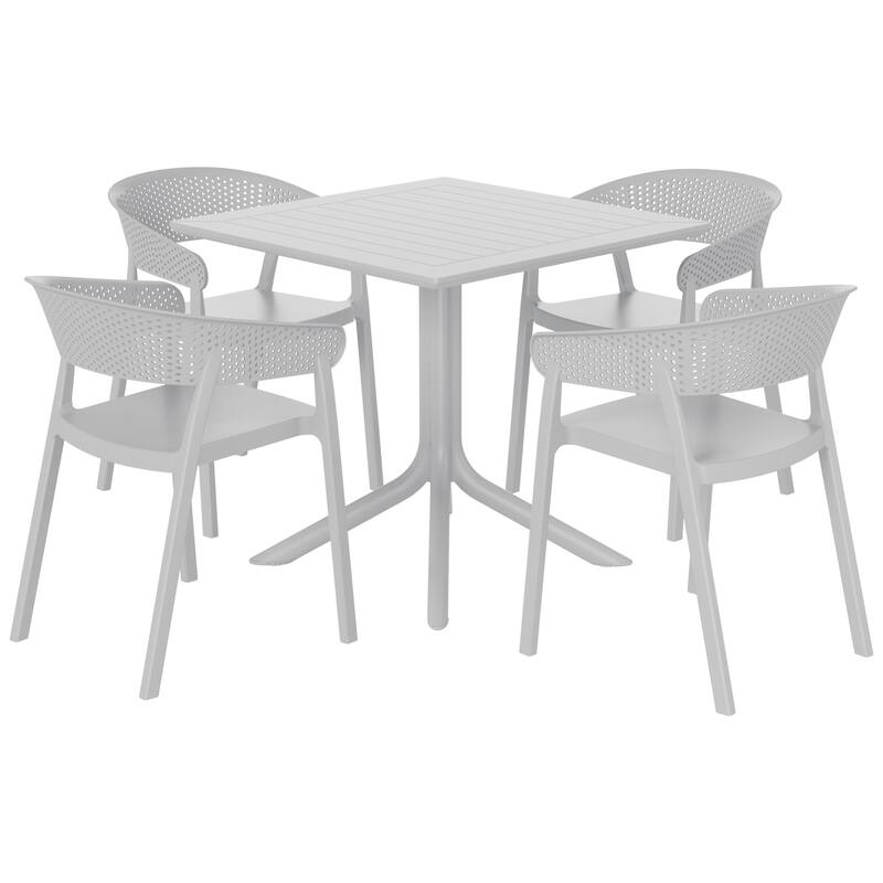 Frond and Form 4-Person Outdoor Square Dining Set - Gray