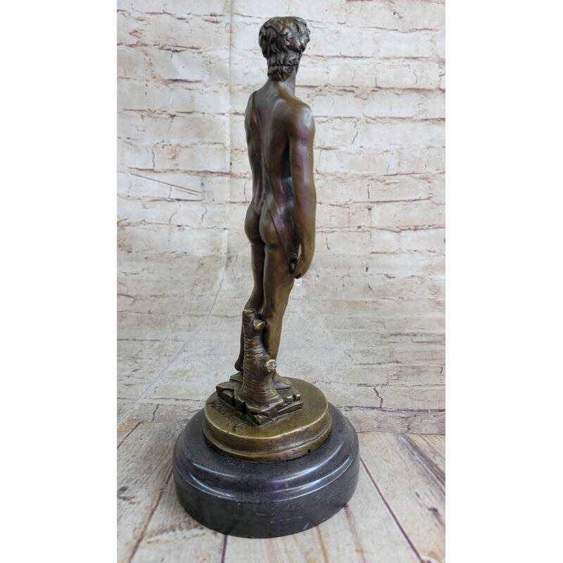 Michelangelos David Bronze Statue Sculpture Miniature Replica Figure 10 Inches X 4 Inches
