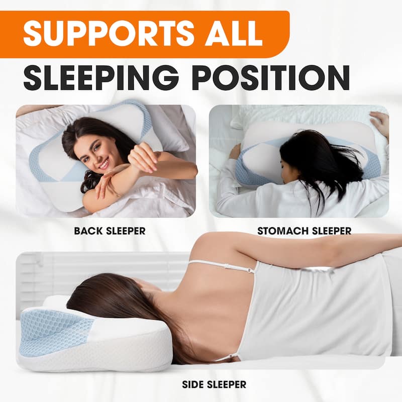 Cheer Collection Orthopaedic Memory Foam Cervical Pillow With Washable Cover