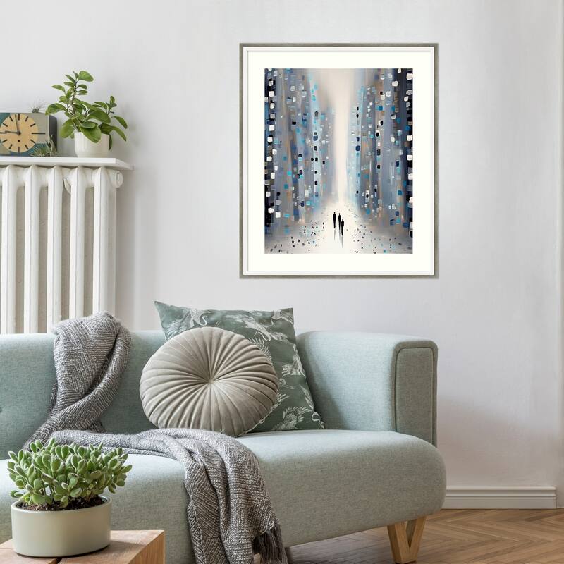 Network Figures No. 1 by Tradelink inhouse artist Wood Framed Wall Art Print - Lucie Silver White