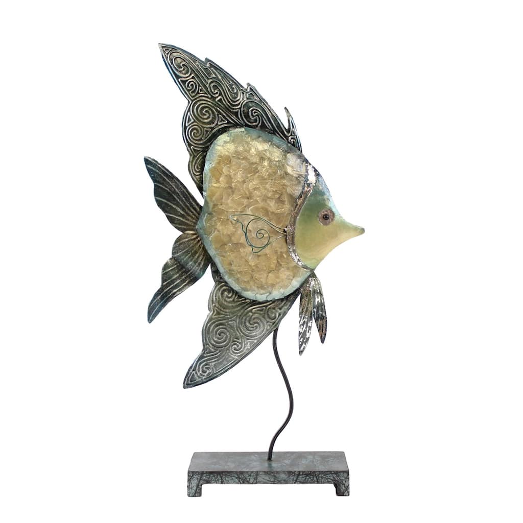 Small Iron/Capiz Angel Fish Decor
