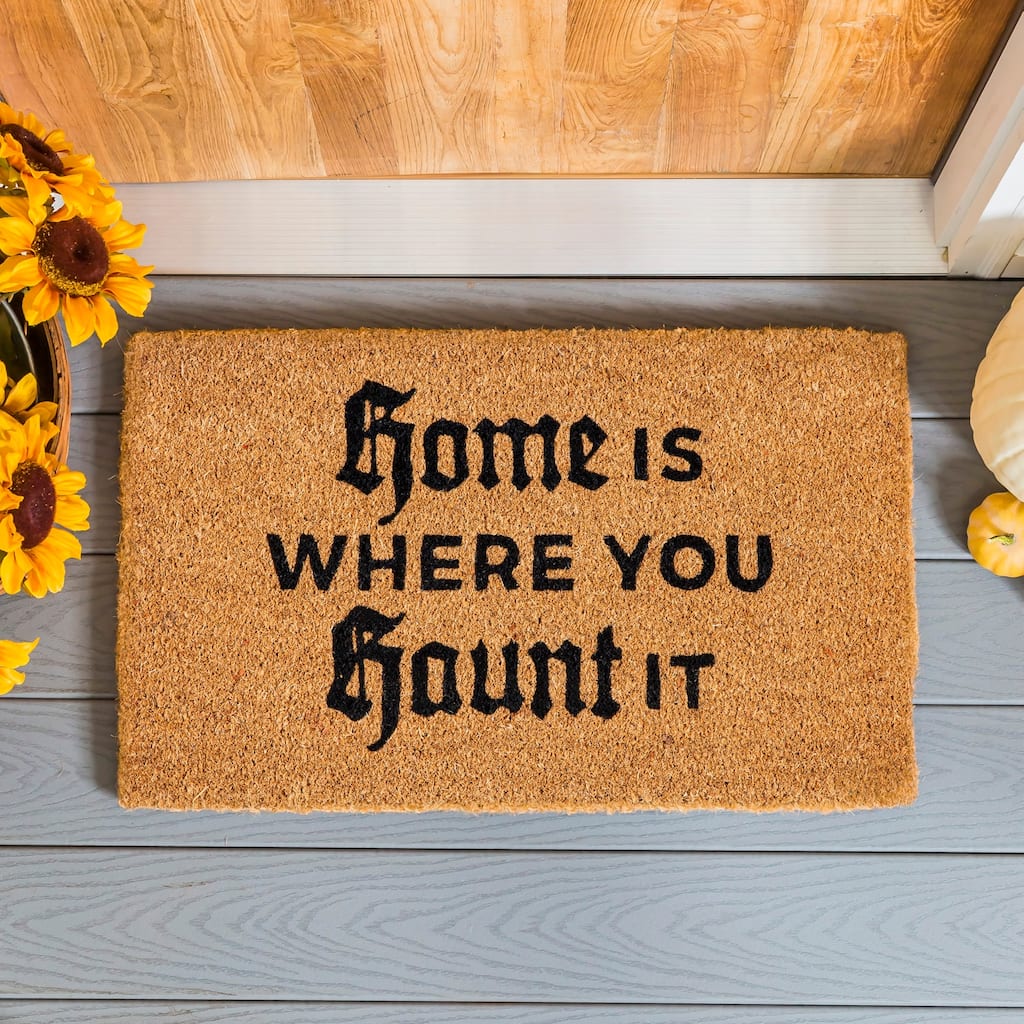 16 in. x 28 in. Nature Coir Halloween Greeting "Home is Where You Haunt It" Door Mat
