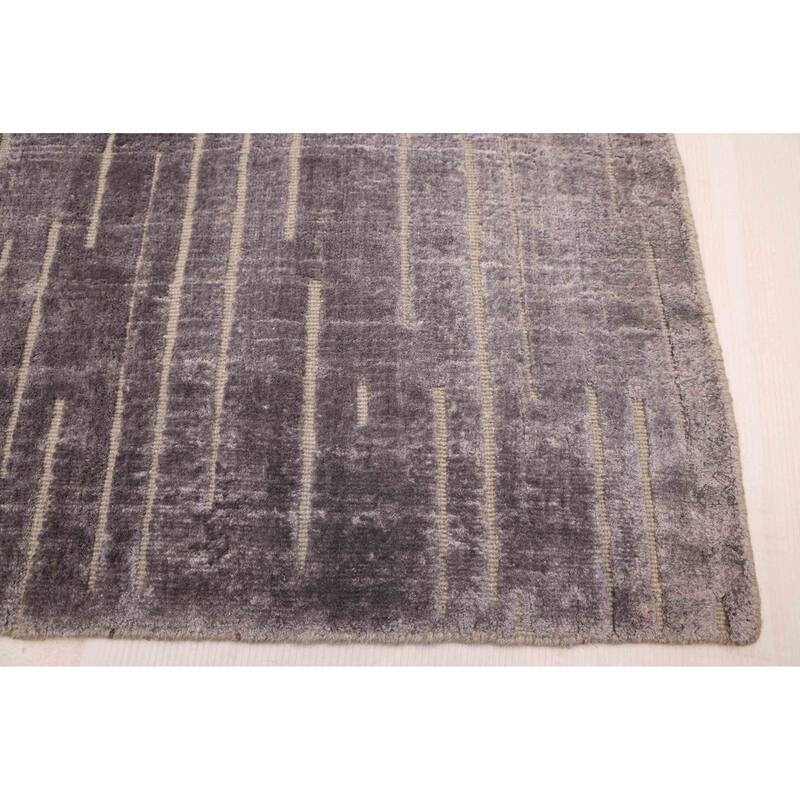 ECARPETGALLERY Hand Loomed Elysian Grey Viscose Rug - 6'7 x 9'9