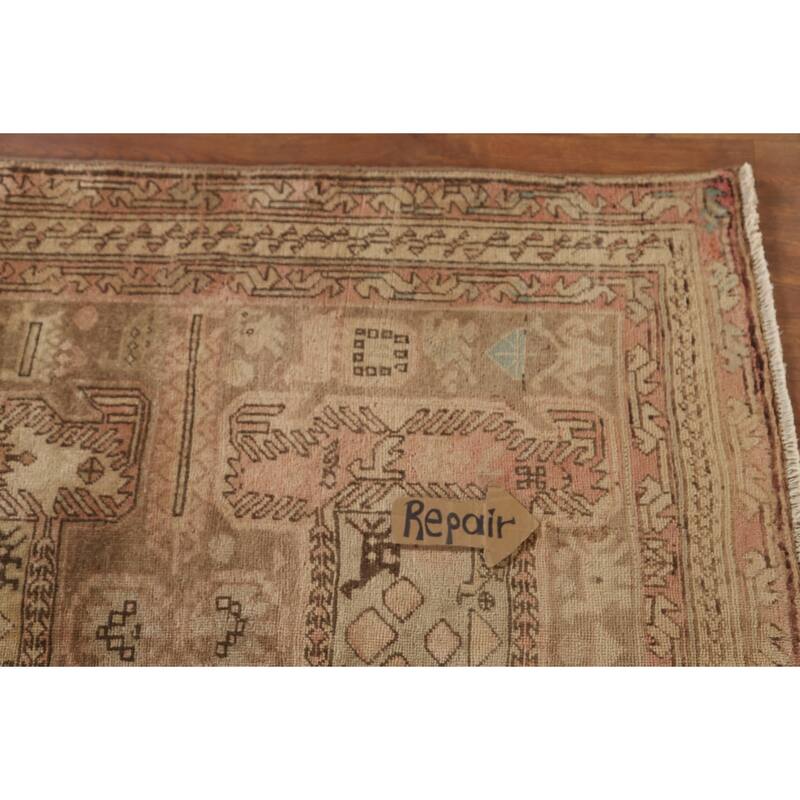 All-Over Ardebil Persian Vintage Runner Rug Handmade Wool Carpet - 3'10"x 10'3"