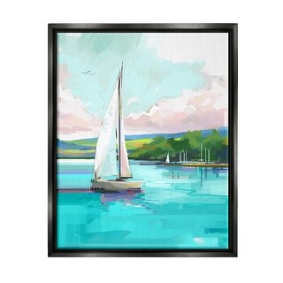 Stupell Sailboat in Coastal Marina Framed Floater Canvas Wall Art ...