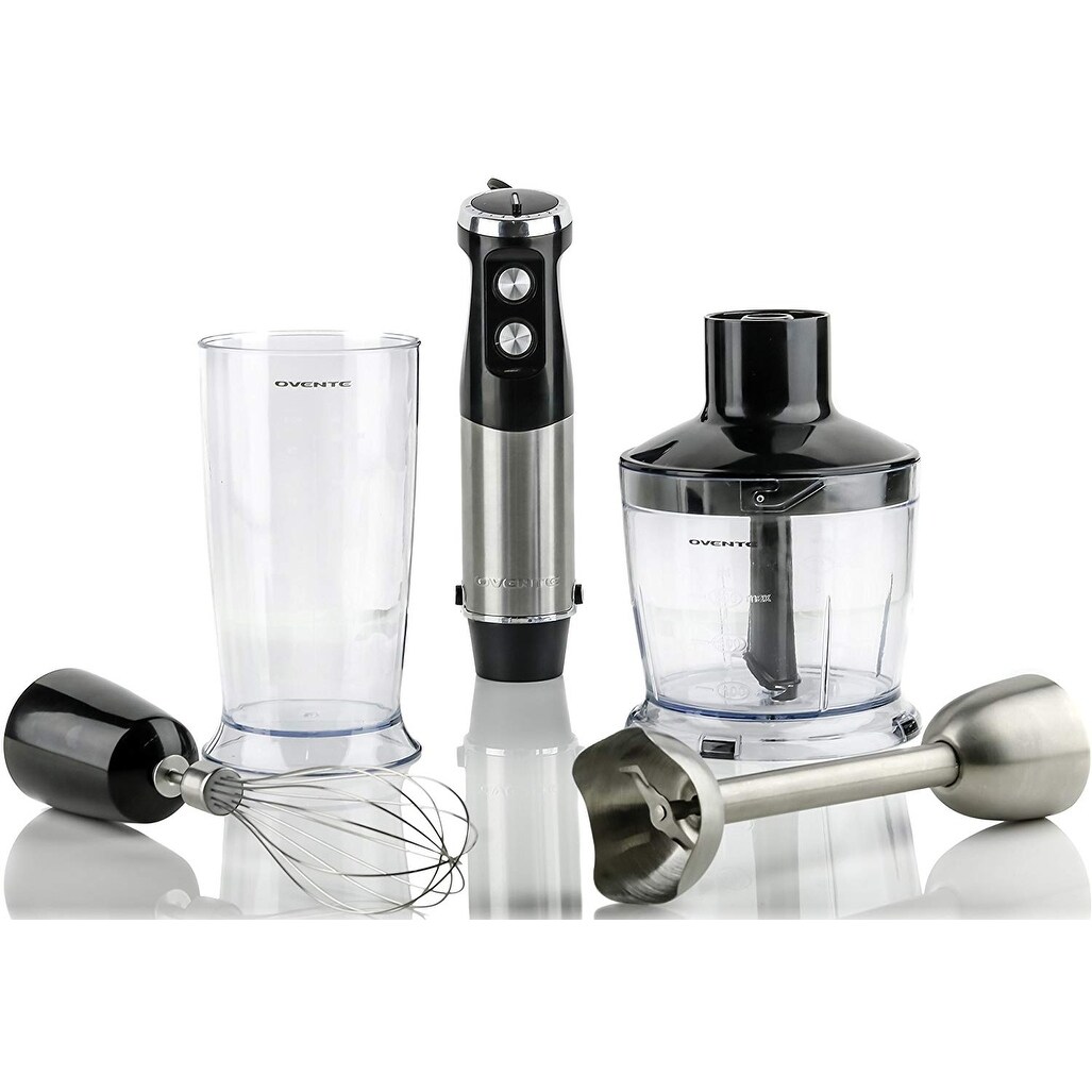 Ovente HS685W Handheld Blender Set 500 Watts, 6 Speed Stick Blender with  Beater, Egg Whisk, Mixing Beaker and Processor, White - Bed Bath & Beyond -  23502590