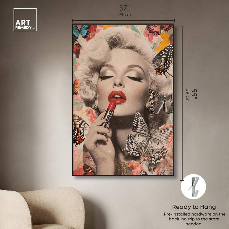 Iconic Lady Butterfly Collage Canvas by Art Remedy