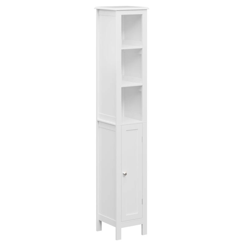 66.92" Tall Storage Cabinet for Bathroom w/ Adjustable Shelves,Slim 1 Doors Freestanding Cabinet w/ Anti-Tip, Open Compartments