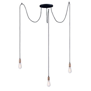 Early Electric 3-light 11.75" Wide Steel Pendant - black / antique brass