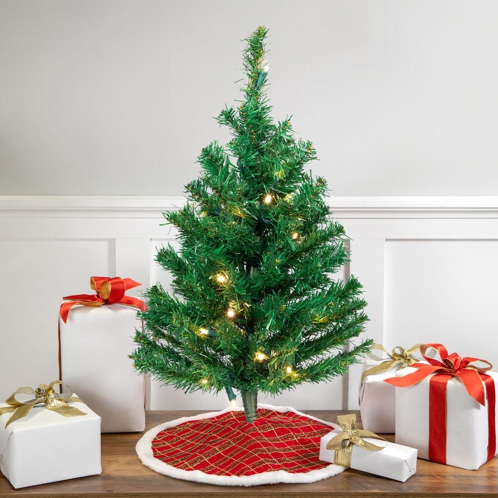 2' Medium Mixed Classic Pine Artificial Christmas Tree Warm White LED - 2 Foot