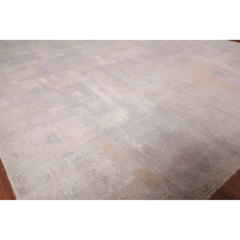 All-Over Abstract Modern Area Rug Handmade Grey Wool Carpet - 5'4" x 7'6"