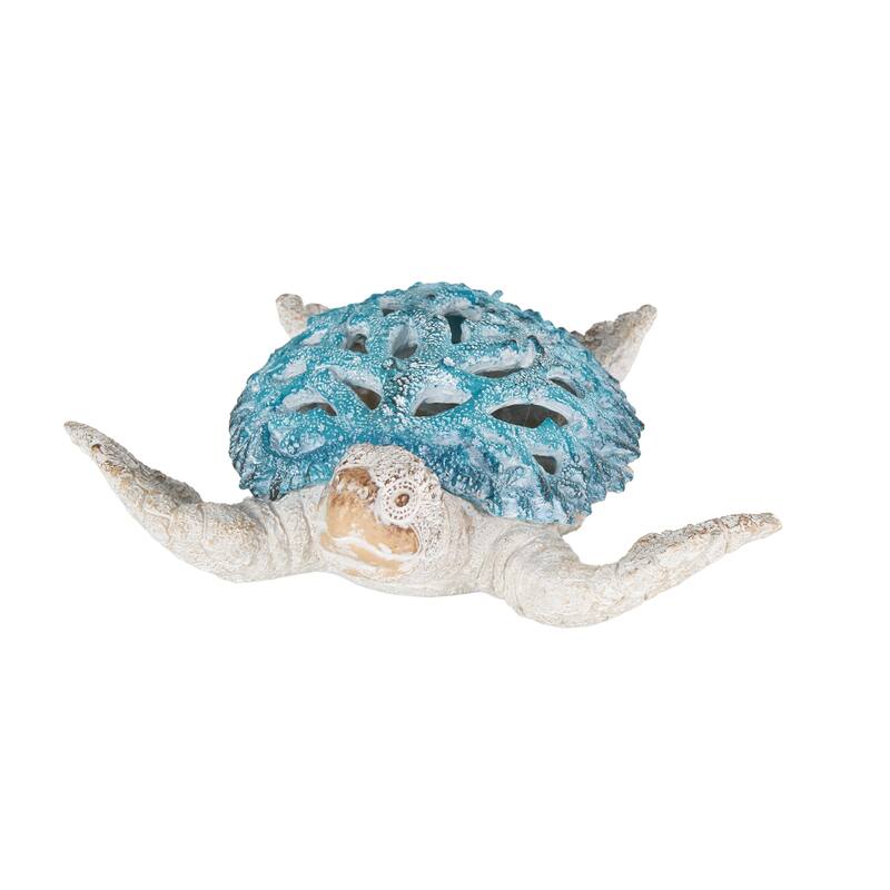 Polystone Textured Swimming Sea Turtle Decorative Sculpture with Red Shell - Reb or Blue