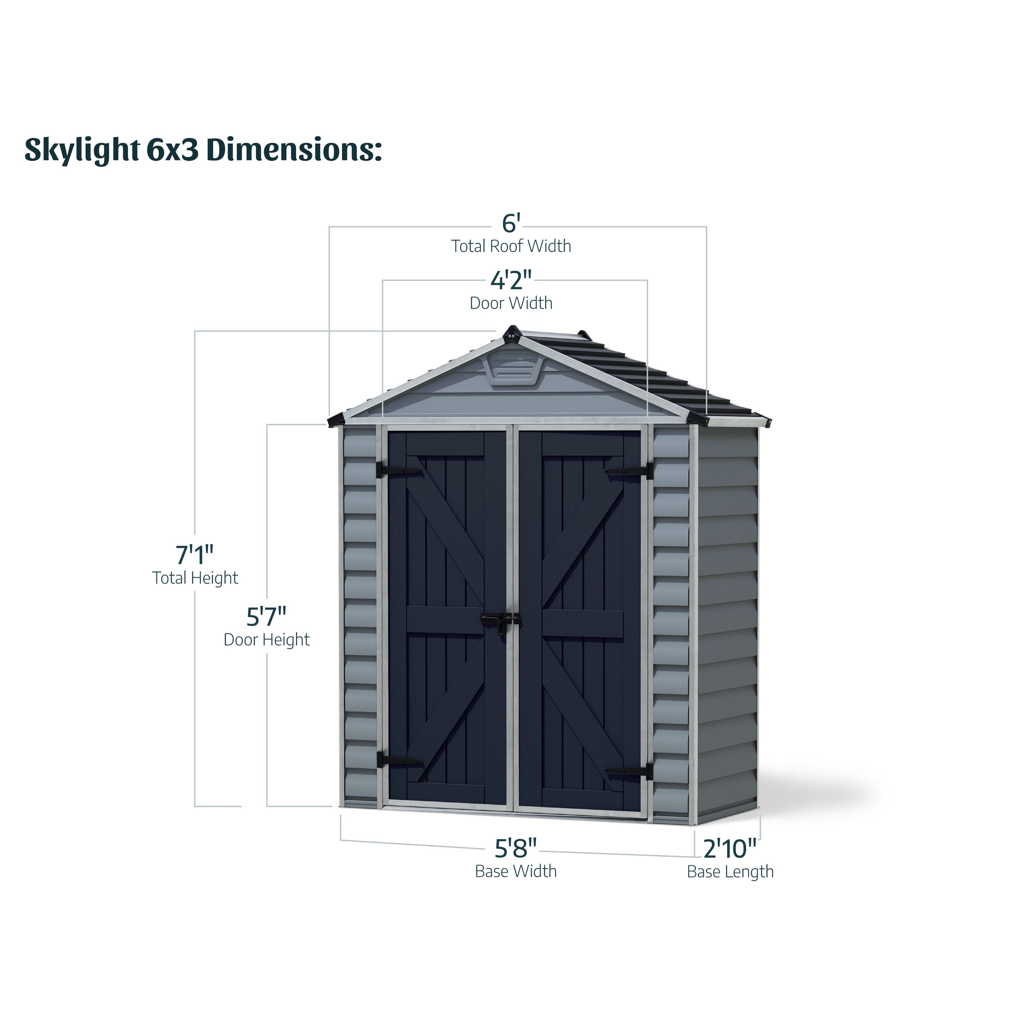 SkyLight D Dark Gray Deco Plastic Garden Outdoor Storage Shed - On