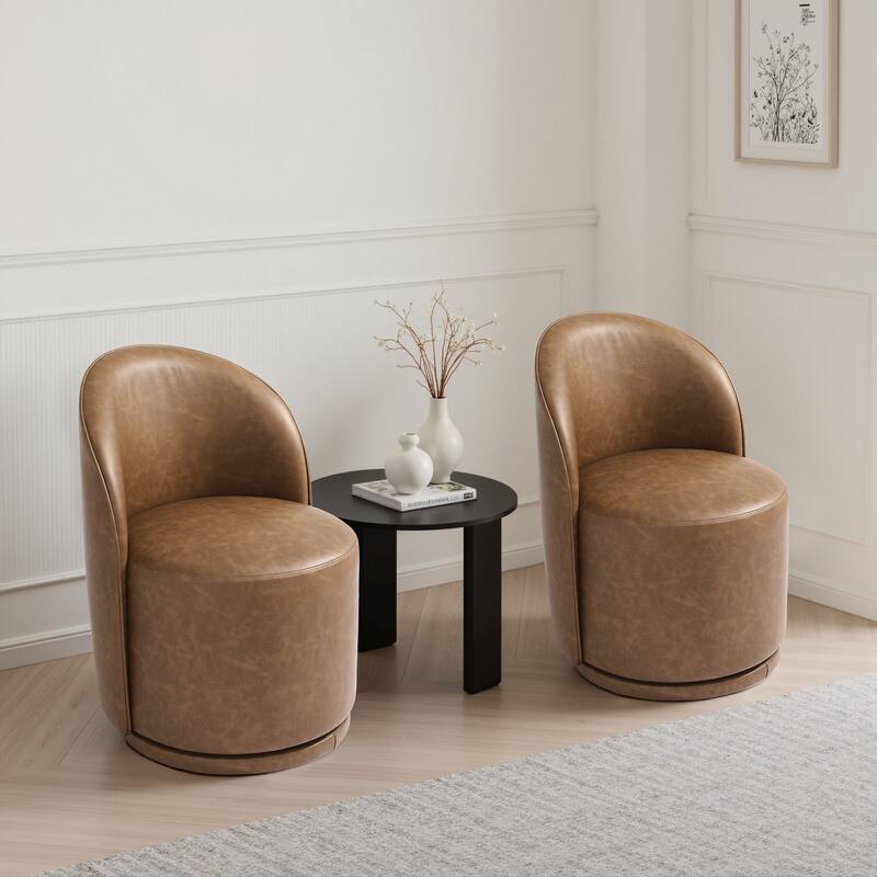 UIXE 2 Set Modern Upholstered Swivel Armless Side Dining Chairs