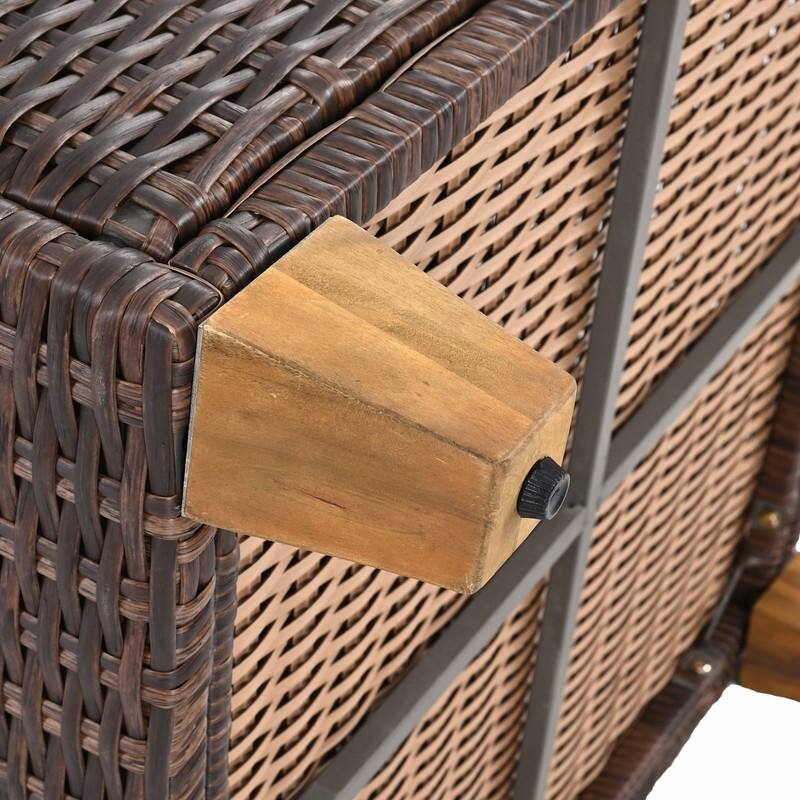 8-Piece Wicker Outdoor Conversation Set with Swivel Rocking Chairs and Acacia Wood Storage Table