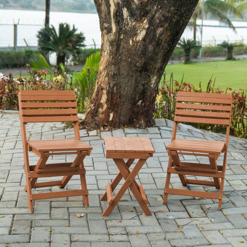 Las Cabos Fully Assembled All-Weather Outdoor Folding Bistro Set - 3-piece