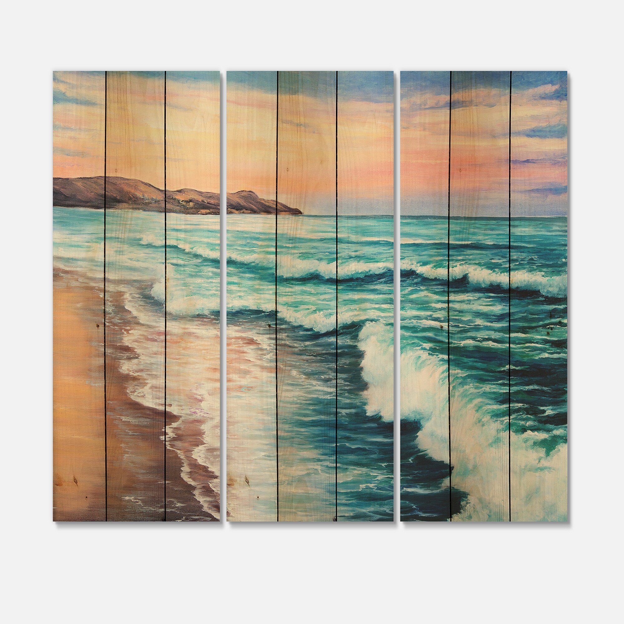 Designart 'Morning Light On The Ocean Waves III' Nautical &-image