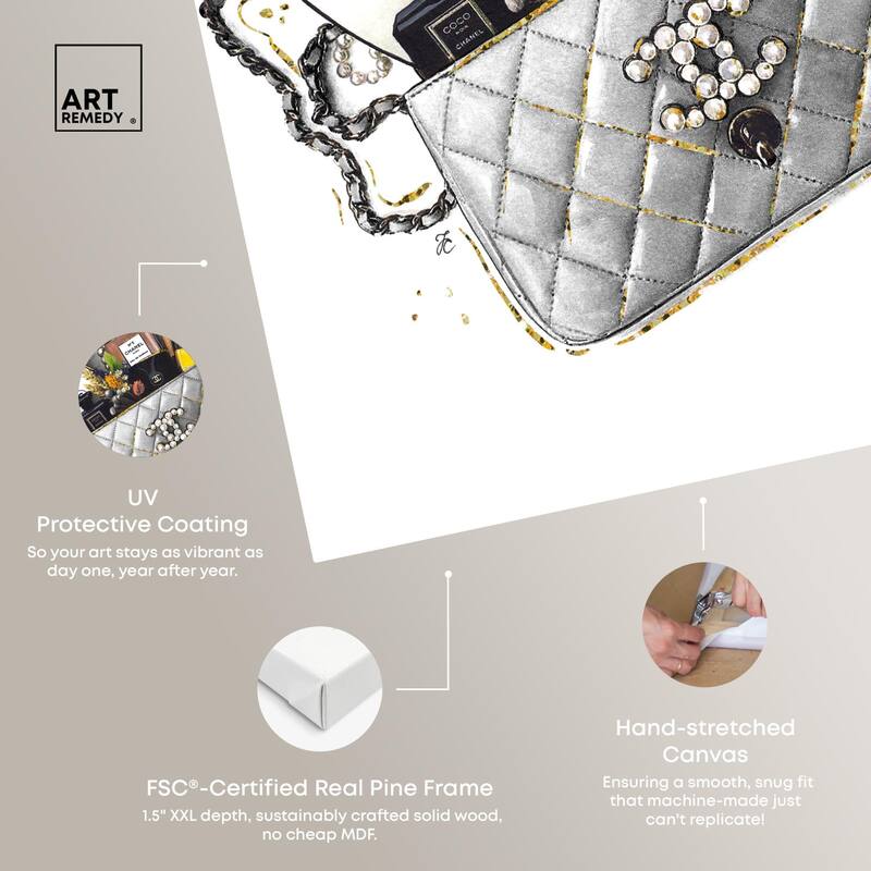 Grey Treasure Bag Canvas by Art Remedy, Gallery Wrapped