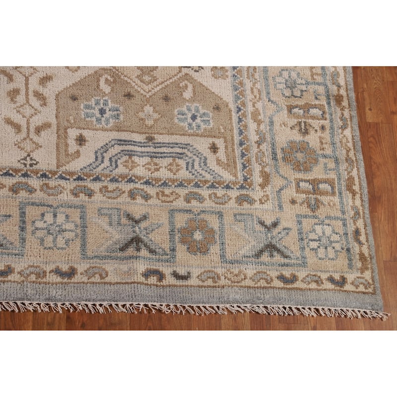 Ivory & Gray Khotan Oriental Area Rug Handmade Wool Carpet - 8'9"x 11'10"