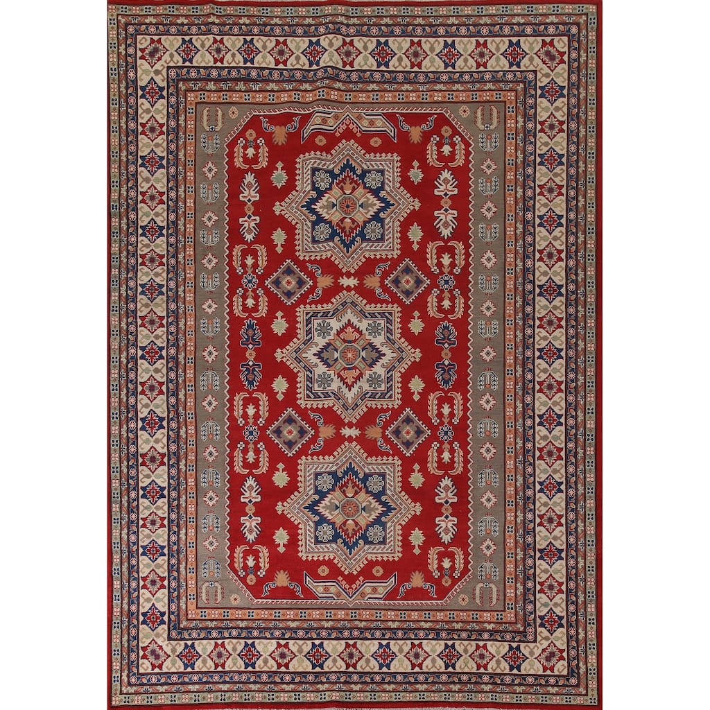 Traditional Kazak Oriental Area Rug Hand-Knotted Wool Carpet - 8'5" x 11'5"
